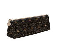 Bkdogkt Astuccio triangolare con stampa di fiori di loto dorato, per penne, accessori per il trucco e oggetti quotidiani, Bianco, One Size