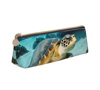 Bkdogkt Astuccio triangolare con stampa di tartarughe marine, astuccio per penne, accessori per il trucco e gli oggetti essenziali quotidiani, Bianco, One Size