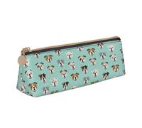 Bkdogkt Astuccio triangolare con stampa di volti di bulldog inglese, per penne, accessori per il trucco e oggetti quotidiani, Bianco, One Size