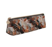 Bkdogkt Astuccio triangolare semplice con stampa a schizzi di rame, con texture marmorizzata, per penne, articoli per il trucco e oggetti essenziali quotidiani, Bianco, One Size