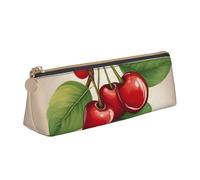 Bkdogkt Bella dolce ciliegia rossa 1 stampa semplice astuccio triangolo sacchetto per penne trucco arte forniture quotidiane essenziali, Bianco, One Size