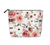 Bkdogkt Blossoming Rose Flowers Print Work Bag Essentials Single-layer Makeup Bag Travel Cosmetic Organizer Grande Capacità, nero, Taglia unica