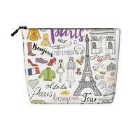 Bkdogkt Borsa da lavoro con stampa della Torre Eiffel di Parigi, borsa da lavoro essenziale a un solo strato, organizer per cosmetici da viaggio, grande, nero, Taglia unica
