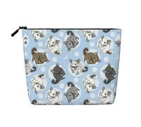 Bkdogkt Borsa da lavoro con stampa di cincillà blu e luna, borsa per il trucco a un solo strato, organizer per cosmetici da viaggio, grande capacità, nero, Taglia unica
