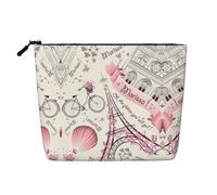 Bkdogkt Borsa da lavoro con stampa di farfalle romantiche Parigi, borsa per il trucco a un solo strato, organizer da viaggio, grande, nero, Taglia unica