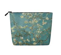 Bkdogkt Borsa da lavoro con stampa di fiori di mandorlo, borsa per il trucco a un solo strato, organizer da viaggio, grande capacità, nero, Taglia unica
