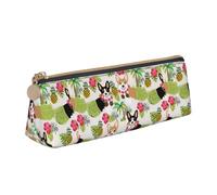 Bkdogkt Corgi, astuccio a triangolo con stampa hawaiana tropicale estiva con ananas, astuccio a triangolo per penne, accessori per il trucco e oggetti essenziali quotidi, Bianco, One Size