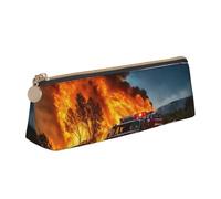 Bkdogkt Firefighter Fireman Flame Print Simple Pencil Case Triangle Pouch for Penne Makeup Art Supplies Daily Essentials, Bianco, One Size