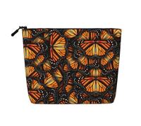 Bkdogkt Heaps of Orange Monarch Butterflies Print Work Bag Essentials - Borsa da trucco monostrato, organizer da viaggio per cosmetici, grande capacità, nero, Taglia unica
