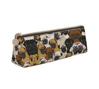 Bkdogkt Imagen De Pug - Astuccio a triangolo con stampa di carlino, per penne, accessori per il trucco e oggetti essenziali quotidiani, Bianco, One Size