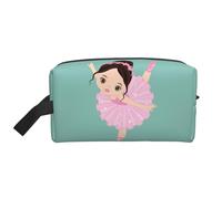 Bkdogkt Little Ballerina Dancing Girl Stampa Grande Capacità Organizzatore Cosmetico per Donne e Uomini Portatile Viaggio Trucco Pouch, bianco, Taglia unica