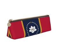 Bkdogkt Mississippi State Flag Print Simple Pencil Case Triangolo Pouch per Penne Trucco Art Supplies Daily Essentials, Bianco, One Size