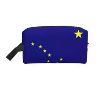 Bkdogkt Organizer cosmetico di grande capacità della stampa della bandiera dello stato dell'Alaska per donne e uomini sacchetto di trucco portatile di viaggio, bianco, Taglia unica