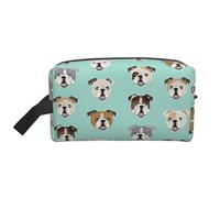 Bkdogkt Organizzatore cosmetico di grande capacità con stampa di volti di bulldog inglese per donne e uomini borsa portatile da viaggio per trucco, bianco, Taglia unica