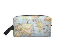 Bkdogkt Organizzatore cosmetico di grande capacità della stampa della mappa del mondo per le donne e gli uomini sacchetto di trucco portatile, bianco, Taglia unica