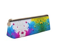 Bkdogkt Sfondo con stampa di schizzi di vernice, astuccio a triangolo per penne, accessori per il trucco e oggetti essenziali quotidiani, Bianco, One Size