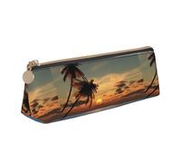 Bkdogkt Sunset Palm Tree Ocean Print Semplice Astuccio Triangolo per Penne Trucco Art Forniture quotidiane Essentials, Bianco, One Size