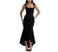 BKEKM Elegante Vestito da Sera Top a Longe di Pesce Abiti da Sera intagliati per la Coda di Pesce per Donne Abiti da Colletto Corti