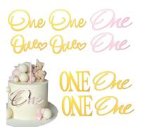Bkemkri 10 Pieces Topper per Torta per Il 1° Compleanno del Bambino, con Glitter su un Lato Singolo per Decorazioni per Torte di Anniversario Topper per Torta per Primo Compleanno 1 anni Festa Torta
