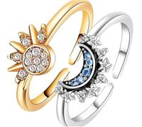 Bkemkri Anelli Argento 925 Anello Sole E Luna Set, Regolabili Anello Donna, Regali Anniversario Matrimonio, Migliore Amica
