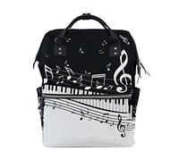 Bkeoy, zaino per pannolini con musica astratta e note di pianoforte, borsa multifunzione da viaggio per mamma, papà, unisex