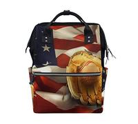 Bkeoy, zaino per pannolini da baseball americano, borsa per pannolini multifunzione da viaggio per mamma, papà, unisex