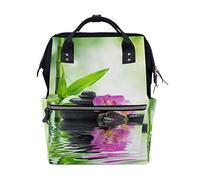 BKEOY Zaino per pannolini Zen Stone Bamboo Viola Orchidea Borsa multifunzione da viaggio per mamma papà unisex