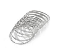 BKEPDY 10 Braccialetti Braccioni Per Donne In Oro 14 Carati Come Set Bracciale Aperto Multistrato Impilabile Con Struttura Minimalista Elegante Stile Bohémien (Argento)