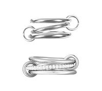 BKEPDY 2 Pezzi Anelli Set Donna Inossidabile Zirconia Cubica Geometrica Elegant Gioielli Regalo per Cerimonia Matrimonio Anniversario(Argento, 7)