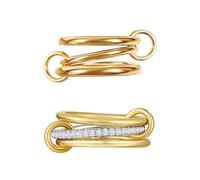 BKEPDY 2 Pezzi Anelli Set Donna Inossidabile Zirconia Cubica Geometrica Elegant Gioielli Regalo per Cerimonia Matrimonio Anniversario(Oro, 7)