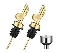BKEPDY 2 Pezzi Beccuccio Bottiglie in Acciaio Inox Versatori Coperchio Automatico con Imbuto per Versare Olio Aceto Vino(Oro)