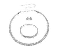 BKEPDY 3 Pezzi Gioielli Donna Scintillante Strass Collana Bracciale Orecchini Set Gioielli Premium Scintillante Gioielli per Abiti o da Indossare Tutti i Giorni