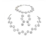 BKEPDY 3 Pezzi Parure Gioielli Sposa Donna Collana Orecchini Bracciale Set Elegante Strass Prom Bridal Bridesmaid Gioielli Set per Regalo Valentino