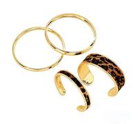BKEPDY 7 Pezzi Set Di Bracciali Per Donne In Oro 14 Carati Come Bracciali Spessi Multipli Impilabili Stile Boho E Indiano Con Struttura (Stampa Leopardata)