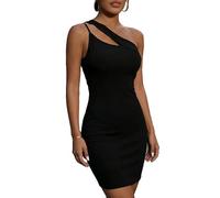 BKEPDY Abito Monospalla Donna Elegante Vestito Estivi Aderente Design Asimmetrico Abiti da Cerimonia Cocktail Party Vestiti Eleganti Corto Mini Dress Tubino Formale Sera Casual