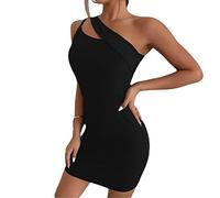 BKEPDY Abito Monospalla Donna Elegante Vestito Estivi Aderente Design Asimmetrico Abiti da Cerimonia Cocktail Party Vestiti Eleganti Corto Mini Dress Tubino Formale Sera Casual