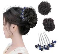 BKEPDY Acconciatura a Chignon Coda Capelli Extension Elegante Extension Capelli Clip con Forcina Naturalmente Vaporoso per l'Uso Quotidiano Incontri Appuntamenti (Marrone Curo)