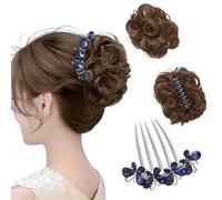 BKEPDY Acconciatura a Chignon Coda Capelli Extension Elegante Extension Capelli Clip con Forcina Naturalmente Vaporoso per l'Uso Quotidiano Incontri Appuntamenti (Marrone Chiaro)