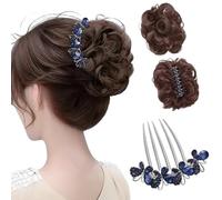 BKEPDY Acconciatura a Chignon Coda Capelli Extension Elegante Extension Capelli Clip con Forcina Naturalmente Vaporoso per l'Uso Quotidiano Incontri Appuntamenti (Marrone Intenso)