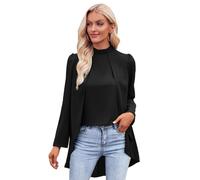BKEPDY Blusa Elegante Donna Maniche Lunghe con Scollo Rotondo da Donna Elegante Camicetta Donna Casual Larghe Camicia Elegante Top Tinta Unita Vintage Tops Blouse (Nero S)
