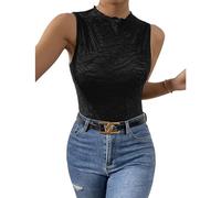 BKEPDY Body Donna Elegante Senza Maniche Body con Collo Alto Elasticizzato Bodysuit Top Aderente Jumpsuit Top Maglietta Tinta Unita T-Shirt Leotard Tops
