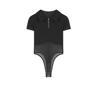 BKEPDY Body Donna Manica Corta Mesh Bodysuit Sexy Aderente T-Shirt Zip Up Body Elegante Blusa Stretch Morbida Camicia Casuale Jumpsuits Basic Tuta Top