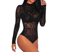 BKEPDY Body Donna Manica Lunga Elegante Sexy Donna Bodysuit Basic Donna Taglio arete Bodysuit Basic Donna Pagliaccetto Elasticizzato Tinta Unita Casuale Jumpsuits Tops Club del Partito(L)