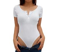 BKEPDY Body Donna Maniche Corte con Girocollo, Body Donna Elastico Girocollo Bodysuit Elegante Canotta Body Basic Jumpsuits Casual Estivi T-Shirt Top
