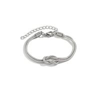 BKEPDY Bracciale Donna Bracciale Nodo d'Amore Placcato in Oro in Acciaio inossidabile Regolabile Squisita Catena Serpenti Gioieili Regali da Donna per Le persone Care（Acciaio）