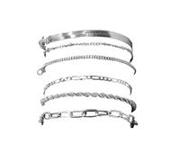 BKEPDY Bracciali Catena Argento Stile Multiplo Braccialetti Donna Metallici Eleganti Accessori Gioielli Regolabili