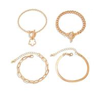 BKEPDY Bracciali Donna Set Bracciale Rigido con Ciondolo Braccialetti a Catena Gioielli Eleganti Bracciale Donna Acciaio Inossidabile Regolabile Set Bracciali Moda (Bianco)