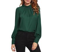 BKEPDY Camicia Donna Elegante Maniche Lunghe Top Maglietta Donna Eleganti Blusa Pieghe Chiffon con Scollo Elegante Shirt Top Scollo a V Casual da Lavor a Maniche Lunghe Tinta Unita(M)
