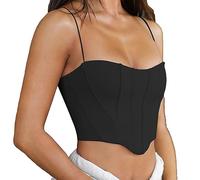 BKEPDY Canotta Donna Estiva Crop Top Sexy Senza Maniche con Scollo Quadrato Canottiera Corto Parte Superiore della Canotta Tank Top Casual Elegante Sottili Shirt