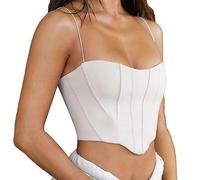 BKEPDY Canotta Donna Estiva Crop Top Sexy Senza Maniche con Scollo Quadrato Canottiera Corto Parte Superiore della Canotta Tank Top Casual Elegante Sottili Shirt